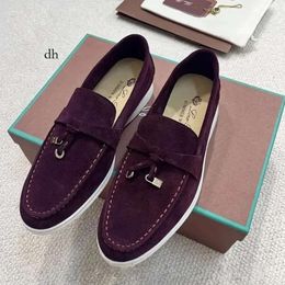 Summer Walk Loafers Loro Piano Mens Woman Dress Flat Low Top Suede Leather Moccasins Comfort Loafer Sneakers Send Shoes And Dust Bag 7D