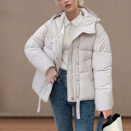 Women's Trench Coats 2024 Winter Women Parka Down Cotton Jackets Casual Thick Warm Hooded Coat Zippers Loose Female Outwear Short Jacket