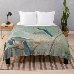 Blankets Exotic Birds Chinoiserie Mural Throw Blanket Sofa Bed Covers Summer