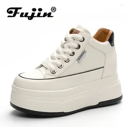 Casual Shoes Fujin 8cm Hollow Genuine Leather Breathable Summer 2024 Women Platform Wedge Chunky Sneakers Flats Leisure