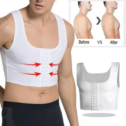 Men's Body Shapers Men Chest Binder Gynecomastia Compression Vest For Post Breathable Buckle Underwear Tank Top Breast Reduction