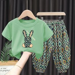 Summer Fashion Children Clothing Sets Toddler Girls Boys Clothes Mother Kids Suit Cute Tshirt Pants Cotton 2Pcs Childrens Suit 240430