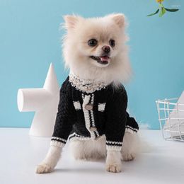 Dog Apparel Pet Cat Sweater Coat Fashion Luxury Knitted Jacket Puppy With Brooch Autumn Small Medium Clothes Supplies