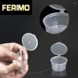 Disposable Cups Straws 100pcs Sauce Box Seasoning Olive Oil Food Pudding Packing Boxes Round Plastic Small Cup With Lid 30ml 45ml 60ml 75ml