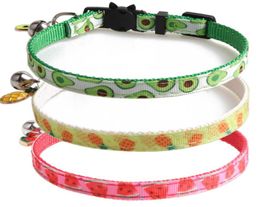 Breakaway Cat Collar with Bells Pineapple Watermelon and Avocado Patterns Adjustable Safety Kitten Collars with Pendant for Pets5272680