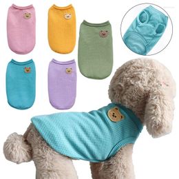 Dog Apparel Lovely Waffle Clothes Cartoon Cute Bear Breathable Sleeveless Pullover Pet Vest T-shirt Puppy Clothing Costume