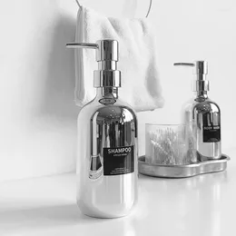 Liquid Soap Dispenser Nordic Electroplated Silver Shower Gel Bottled Shampoo Press Bottle Hand Sanitizer Bathroom El Set