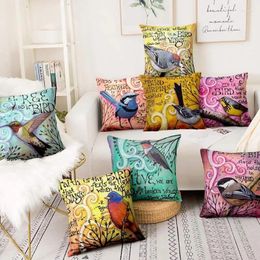 Pillow American Oil Painting Bird Print Pillowcase Home Decoration Sofa S Decorative Decor Throw Pillows