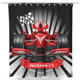 Shower Curtains Custom Personalised Red Race Car Curtain Polyester Fabric Waterproof Bathroom Decor For Boys Man With Hooks