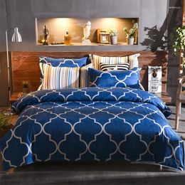 Bedding Sets Europe America Japan Blue And White Stripe Square Series Sheet Full Size Pillowcase&Duvet Cover 3&4 Pcs Set Luxury