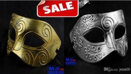 Antique Roman Greek Fighter Men Mask Venetian Mardi Gras Party Masquerade Halloween Costume Wedding Half Face Masks props Gold sil9599910