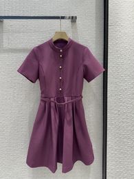 Milan Runway Dress 2024 New Stand Stand Stand Stand Stand Short Sleeve Fashion Designer Brand Brand Same Style Dress 0514-06