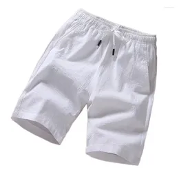 Men's Shorts 2024 Summer Men Cotton Linen Drawstring 9 Color Pants Mid Waist Casual Solid Pocket Plus Size M-7XL