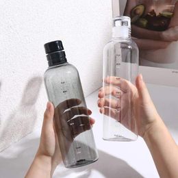 Water Bottles 500/700ml Leakproof Bottle Korean Portable Scale Drinking Cup Plastic Drinkware Transparent Sealing Lid Juice Mug