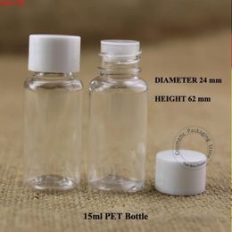 200pcs/lot Wholesale 15ml PET Facial Cream Lotion Bottle Plastic Emulsion Container 1/2 OZ Packaging White Cap Vial Mini Pothood qty Mv Ippq