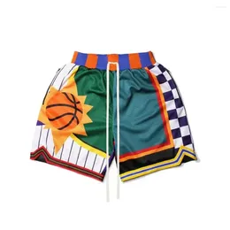 Men's Shorts Summer Cartoon Graffiti Leisure Style Mesh Short Classic Floral Printed Gym Basketball Sports Beach