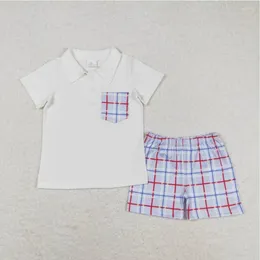 Clothing Sets Short Sleeve Polo Top Matching Toddler Boys Outfit RTS Kids Baby Clothes Boutique Wholesale In Stock Kid