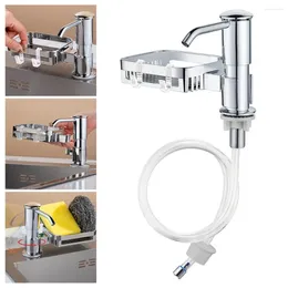 Liquid Soap Dispenser Durable Plastic With Shelf Extension Tube Kitchen Sink Easy Refills For Home