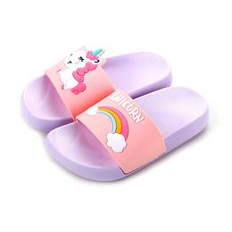 Slifori unicorn Boy Girl Girl Kids Summer Kids Rainbow Slifori per interni Sandali senza slip Sandali per la casa per bambini Flip 240513