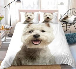 Bedding Sets Cute 3D Dog Duvet Cover Set West Highland White Terrier Bed Kids Boys Girls Pet Quilt 3pcs