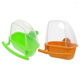 Other Bird Supplies 2 Pcs Food Box Feeders Cage Plastic Parrot Accessories Jelly Splashing-proof Cockatiel For Parakeet