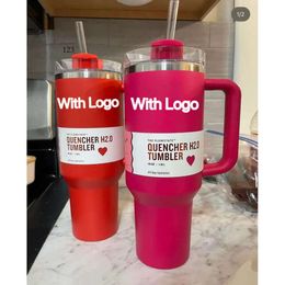 Sell Well 1:1 Same 40Oz Quencher Tumblers Cosmo Parade Flamingo Co-Branded Valentine's Day Gift Cup 40Oz Stainless Steel Flowstate Quencher Pink Lid Straw Car Mug 27