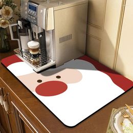 Table Mats Christmas Drainage Mat Year Nappa Leather Kitchen Festival Tableware Drainer Pads Snowman Super Absorbent Tablemat