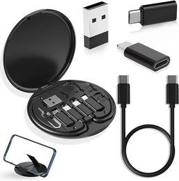 New Portable Multifunctional Data Cable Kit Digital Organizer 60w Fast Charging Cable 5-In-1 3-In-1 Type C To C Adapter Set