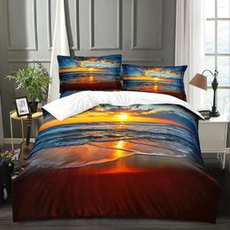 Bedding Sets Ocean Sunset Beach Duvet Cover Set Waves Comforter Microfiber Soft Include 1 2 Pillowcases