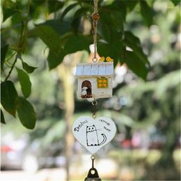 Decorative Figurines 1 PC Pastoral Style Balcony Wind Chime Cute Home Ornament Eco Kindergarten Pendant House Shape Bell