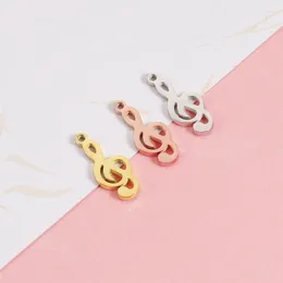 Charms 5Pcs 7x16mm Music Note Mirror Polish 304 Stainless Steel Pendants Tags Diy Jewelry Findings Accessoires