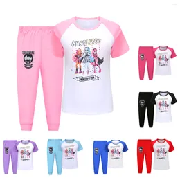 Clothing Sets Funny Monster High T Shirt Kids Summer Short Sleeve T-Shirt Pants 2pcs Set Boys Leisure Pajam Toddler Girls Pyjamas