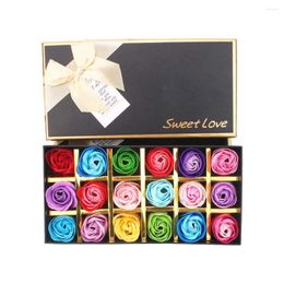 Decorative Flowers 18 Colourful Rose Soap Flower Gift Box Mother's Day Imitation -1