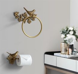 Carved Toilet Paper Holder Creative Towel Bar 18 Inch Antique Brass 3pcs Bath Towel Set Bird Towel Ring Bathroom Accessories T20047975199