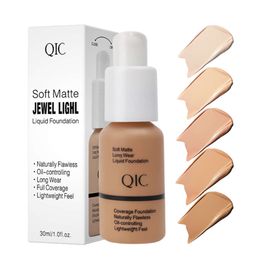 QIC Qini Color Concealer Liquid Foundation Brightens, fuktar och kontrollerar olja för att passa vete antik brons scensmakeup bb grädde makeup