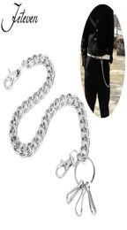 Keychains Men039s Waist Key Chain Silver Heavy Rock Metal Hip Hop Gothic Punk Style Pants Trousers Jean Biker Wallet Ring Long 9075105