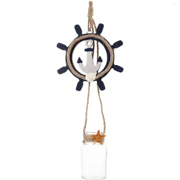 Vases Wall Hanging Hydroponic Flower Pot Nautical Decor Planter Ornament Rudder Pendant Glass Seaside