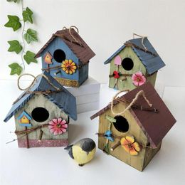 Other Bird Supplies Wooden House Nest Outdoor Patio Ornament Rustic Decorative Birdhouses