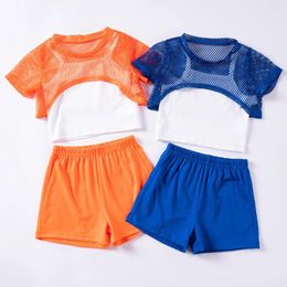 Clothing Sets 3pcs Summer Children's Solid Color Suit White Suspenders Fishing Mesh Short T Shorts Boy And Girl Set