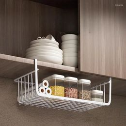 Kitchen Storage 1pc White/Black Hanging Net Basket Iron Material Large Capacity Under Cabinet Wall Wardrobe Tools