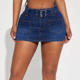 Skirts Sexy Elastic Short Denim Skirt Trend 2024 Woman Clothing Fashion Streetwear Summer High Waist Coquette Mini Jeans Women