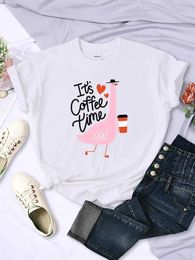Women's T-Shirt Gentleman Duck This Is Coff Time Women T Shirt Hip Hop Summer Tops Vintage Short Slve Breathable Female Fashion T Clothing Y240509