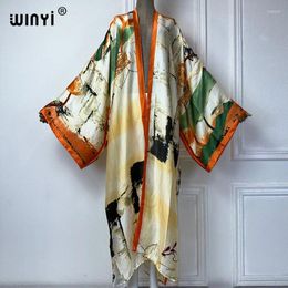 Summer Outfit Kimono Africa Boho Print Beach Cover Up Maxi Dress Cardigans Wear Women 2024 Abaya Dubai Luxury