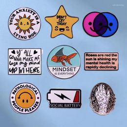 Brooches Mindset Matters Enamel Pin Friend Brooch Mental Health Awareness Badge Fashion Lapel Clothes Bag Accessories Jewellery