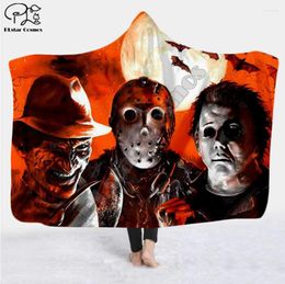 Blankets Halloween Horror Movie Scream Team Blanket Hooded 3D Full Print Wearable Adults Men Women Style-4