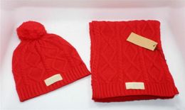 TOP quality Christmas hat brand men and women winter crochet scarfs hat sets Warm winter hat cap Hats Scarves Sets2940136