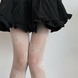 Women Socks Wind Mesh Punk Style Love Lolita Girls High Stockings Korean Tights Summer Pantyhose Fishnet