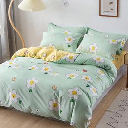 Bedding Sets Home Textile 5 Size Green Flowers Summer Bed Linens 3/4pcs Duvet Cover Set Pastoral Sheet AB Side