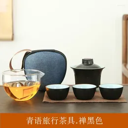 Teaware Sets Green Tea Ceremony Set Retro Glass Ceramic Travel Gaiwan Teaset Drinkware Chinese Teapot Filter Gift Friend