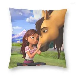 Pillow Spirit Riding Free Cover 45x45cm Cartoon Horse Lover Velvet Luxury For Sofa Home Decor
